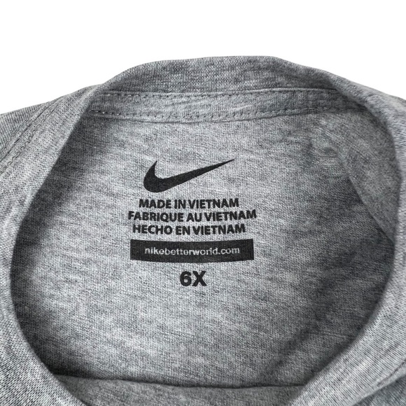 Nike Little Girls Just Don’t Quit Graphic Tee Heather Grey Purple - Size 6X - Picture 3 of 7